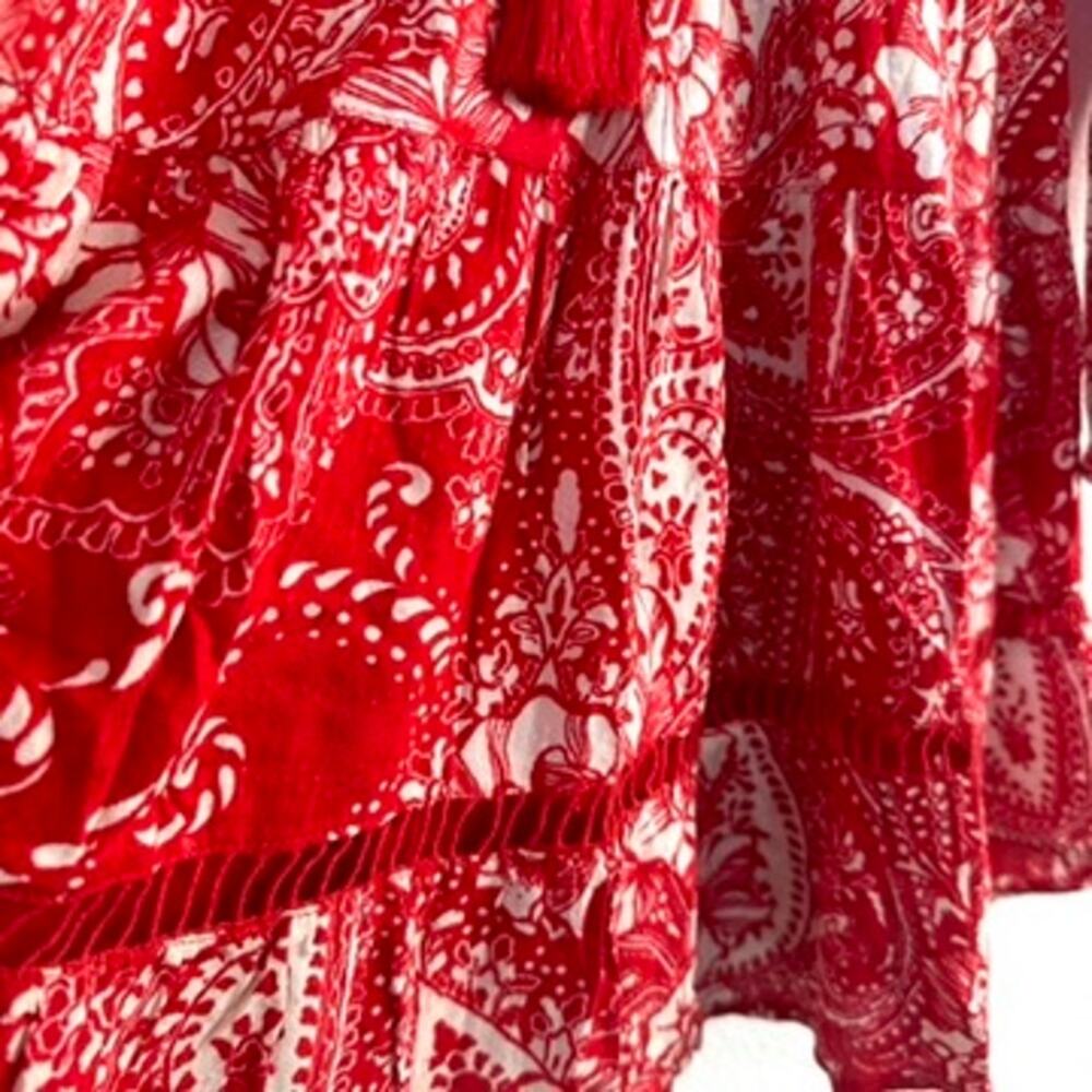 B.O.G Collective Paprika Red Paisley Mini Dress XS NWT Boho, Indie, Cottagecore - Picture 5 of 8